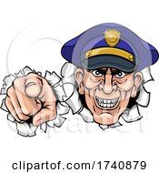Poster, Art Print Of Policeman Mean Police Officer Ponting Cartoon