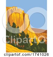 The Sandstone Bluff Of El Morro National Monument In Cibola County New Mexico Wpa Poster Art