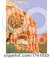 Poster, Art Print Of Mogollon Cliff Dwellings In Gila Cliff Dwellings National Monument Located In The Gila Wilderness New Mexico Wpa Poster Art