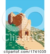 Poster, Art Print Of Twin Towers Part Of The Square Tower Group In Hovenweep National Monument Located On Land In Colorado And Utah Wpa Poster Art