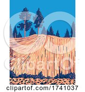 Poster, Art Print Of Devils Postpile National Monument With An Unusual Rock Formation Of Columnar Basalt Near Mammoth Mountain In California Wpa Poster Art