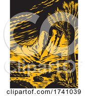 Poster, Art Print Of Joshua Tree In The Remote And Rugged Desert Landscape Of Gold Butte National Monument In Clark County Nevada Woodcut Wpa Poster Art