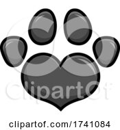 Poster, Art Print Of Grayscale Heart Shaped Paw Print