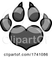 Poster, Art Print Of Grayscale Heart Shaped Paw Print