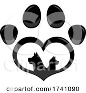 Heart Shaped Paw Print With A Dog Inside by Hit Toon