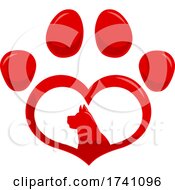 Poster, Art Print Of Heart Shaped Paw Print With A Dog Inside