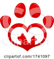 Poster, Art Print Of Heart Shaped Paw Print With A Dog Inside