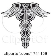 Celtic Caduceus With Two Snakes The Rod And Wings by Any Vector