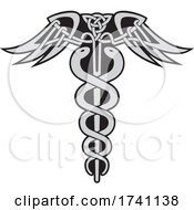 Poster, Art Print Of Caduceus With Two Snakes A Celtic Knot Rod And Wings