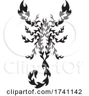 Poster, Art Print Of Black And White Flaming Scorpion From Above