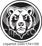 Poster, Art Print Of Black And White Bear Mascot Head In A Circle