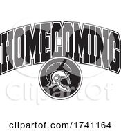 Black And White Trojans Or Spartans Helmet With Homecoming Text