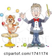 Poster, Art Print Of Magician With A Juggling Monkey