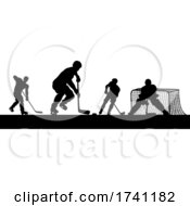 Poster, Art Print Of Ice Hockey Players Silhouette Match Game Scene
