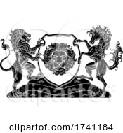 Coat Of Arms Horse Lions Crest Shield Family Seal