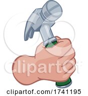 Poster, Art Print Of Handyman Hand Fist Holding A Hammer Cartoon