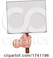 Poster, Art Print Of Hand Fist Holding A Blank Sign Or Placard Cartoon