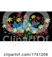 Poster, Art Print Of Marijuana Leaves And Nyc On Black