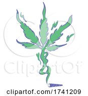 Poster, Art Print Of Joint Spliff With Smoke That Creates The Marijuana Leaf