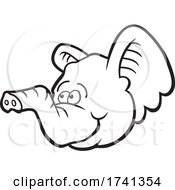 Poster, Art Print Of Baby Elephant Mascot In Black And White