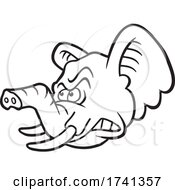 Tough Elephant Mascot Head In Black And White by Johnny Sajem