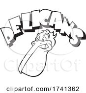 Poster, Art Print Of Pelican Mascot Head Under Text In Black And White