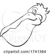 Poster, Art Print Of Whimsical Pelican Mascot In Black And White