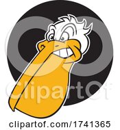 Poster, Art Print Of Tough Pelican Mascot Over A Black Circle