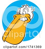 Poster, Art Print Of Tough Pelican Mascot Over A Blue Circle