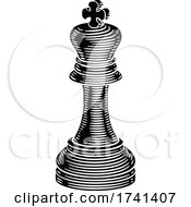 King Chess Piece Vintage Woodcut Style Concept