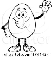 Black And White Egg Character Waving