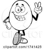 Black And White Easter Egg Character Gesturing Peace