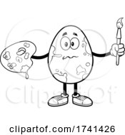 Poster, Art Print Of Black And White Egg Character In Messy Paint Splatters