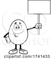 Poster, Art Print Of Black And White Easter Egg Character Holding A Sign