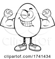 Black And White Egg Character Flexing