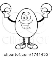 Poster, Art Print Of Black And White Easter Egg Character Wearing Boxing Gloves