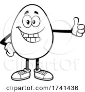 Black And White Easter Egg Character Giving A Thumb Up