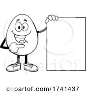 Poster, Art Print Of Black And White Egg Character With A Sign