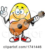 Easter Egg Character Gesturing Peace And Holding A Guitar