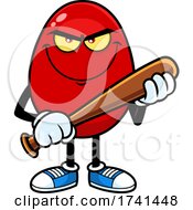 Poster, Art Print Of Mean Egg Character With A Baseball Bat
