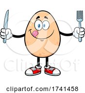 Poster, Art Print Of Egg Character With Cutlery