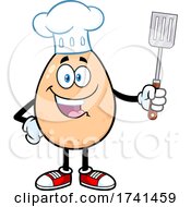 Egg Chef Character Holding A Spatula by Hit Toon