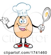 Egg Chef Character Holding A Frying Pan