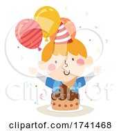 Poster, Art Print Of Kid Boy Ice Cream Cake Birthday Illustration