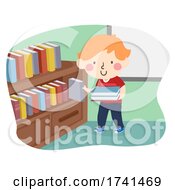 Poster, Art Print Of Kid Boy Library Assistant Illustration