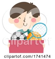 Kid Boy Sport Equipment Collector Illustration