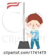 Kid Boy Class Flag Helper Illustration