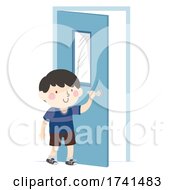 Poster, Art Print Of Kid Boy Classroom Job Door Monitor Illustration