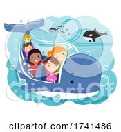 Poster, Art Print Of Stickman Kids Underwater Theme Park Illustration