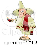 Man Smoking Out Of The Ears After Eating An Extremely Hot Red Pepper While Touring Mexico Clipart Illustration
